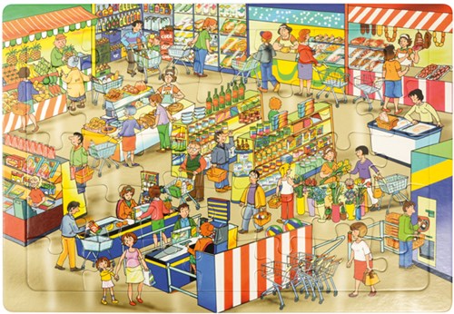 Eduplay puzzel supermarkt - kleurrijke legpuzzel voor kinderen 35 stukjes