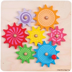 BigJigs houten tandwiel puzzel kleurrijk educatief speelgoed