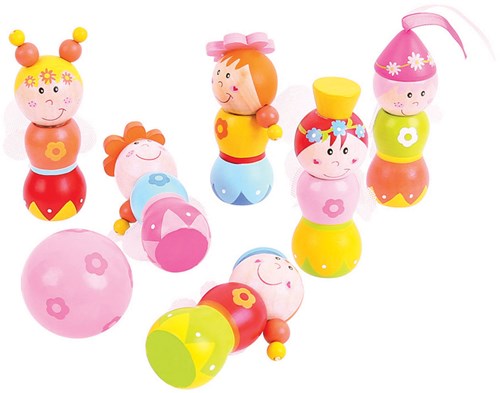 BigJigs houten kegelspel feeën - 7-delig kinderspel-2