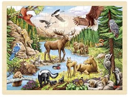 Goki houten legpuzzel Noord-Amerikaanse wildernis dieren 96 stukjes