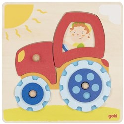 Goki houten steekpuzzel - traktor educatief speelgoed
