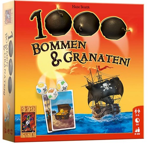 999 Games dobbelspel 1000 Bommen & Granaten! piratenthema gezelschapsspel