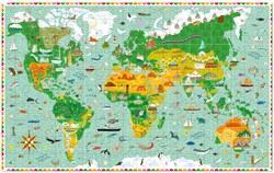 Djeco observatiepuzzel wereldkaart 200 stukjes met boekje