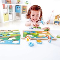 Hape Pepe & Friends houten puzzel 3-in-1 kleurrijk speelgoed