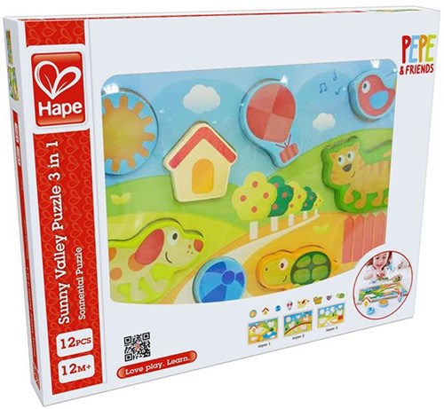 Hape Pepe & Friends houten puzzel 3-in-1 kleurrijk speelgoed-3