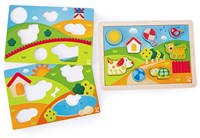 Hape Pepe & Friends houten puzzel 3-in-1 kleurrijk speelgoed-2